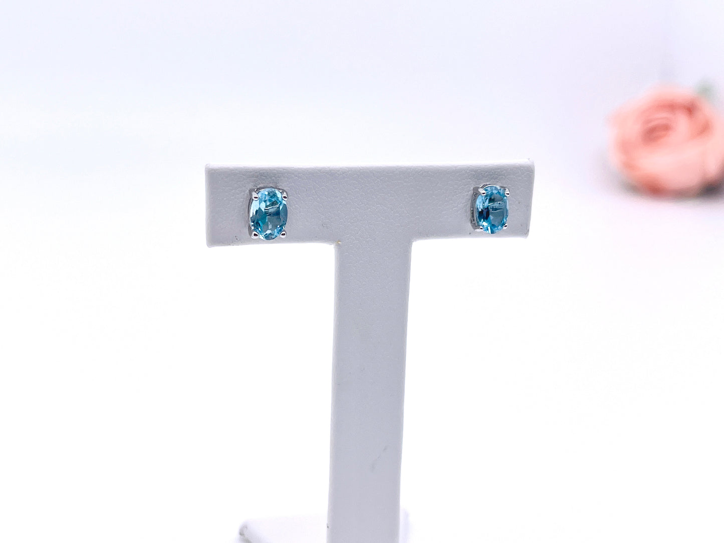 Blue Topaz Studs in Sterling Silver
