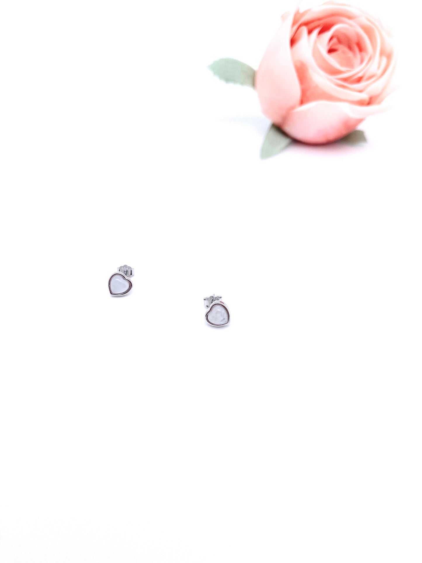 Moonstone Heart Studs