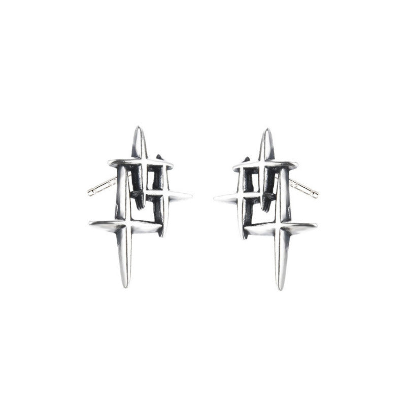 Tri-star sterling silver studs