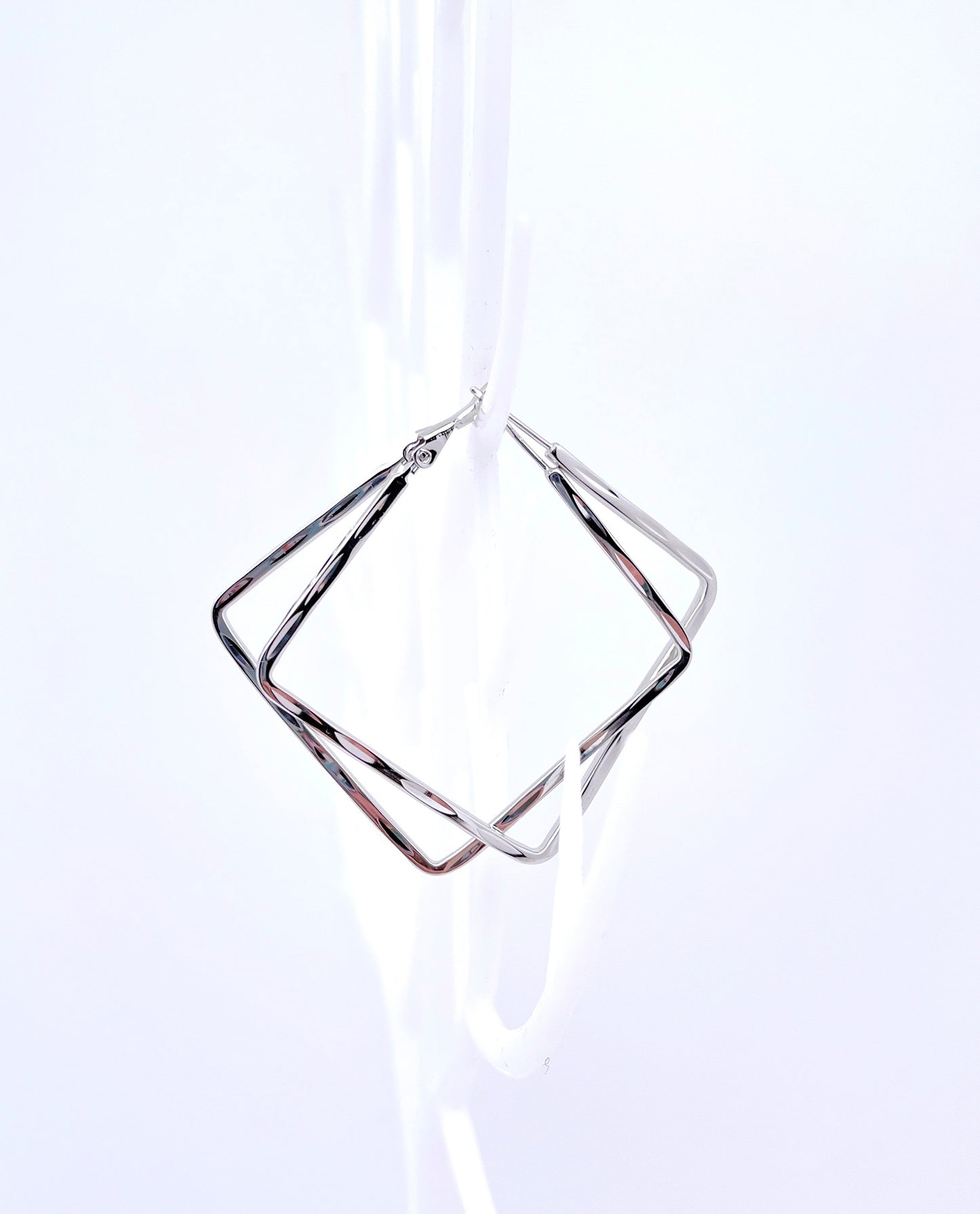 Big O Hoop Square Earrings in Sterling Silver