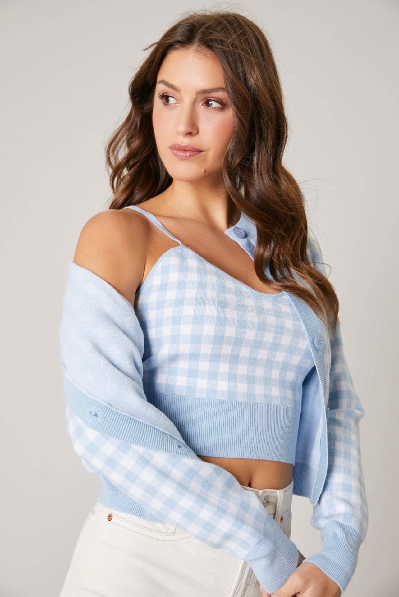 Dominika Gingham Cardigan Sweater