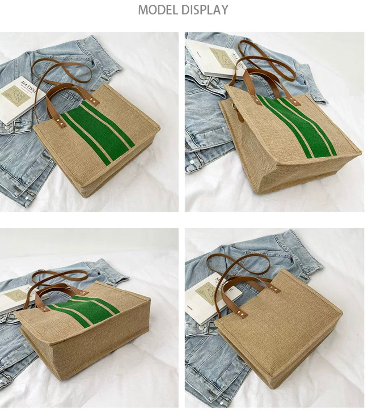 Western Stripes Linen Canvas Tote