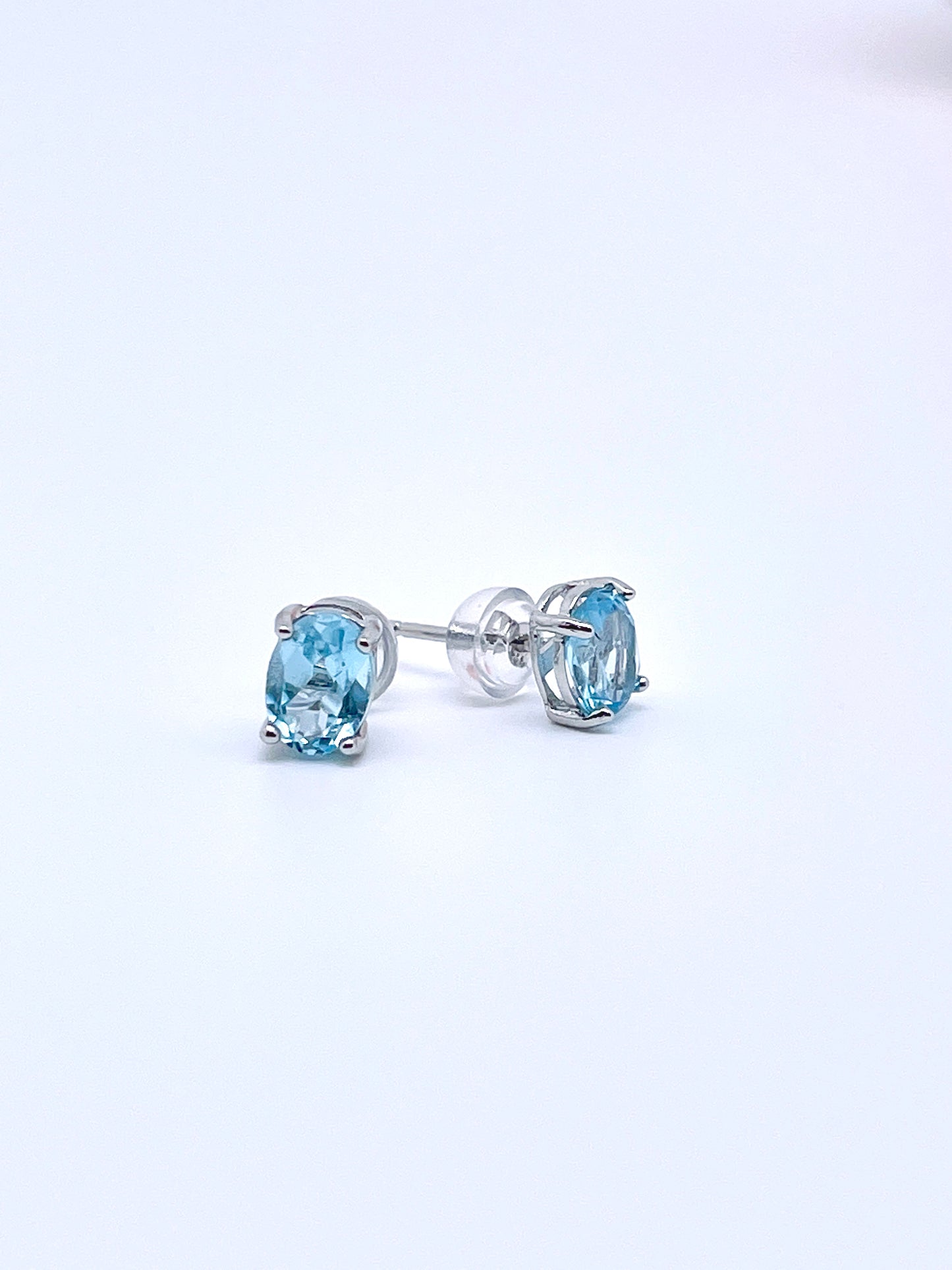 Blue Topaz Studs in Sterling Silver