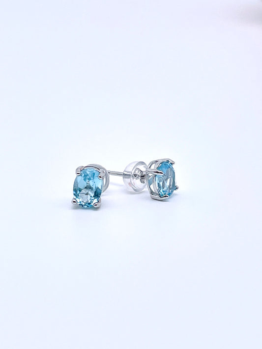 Blue Topaz Studs in Sterling Silver