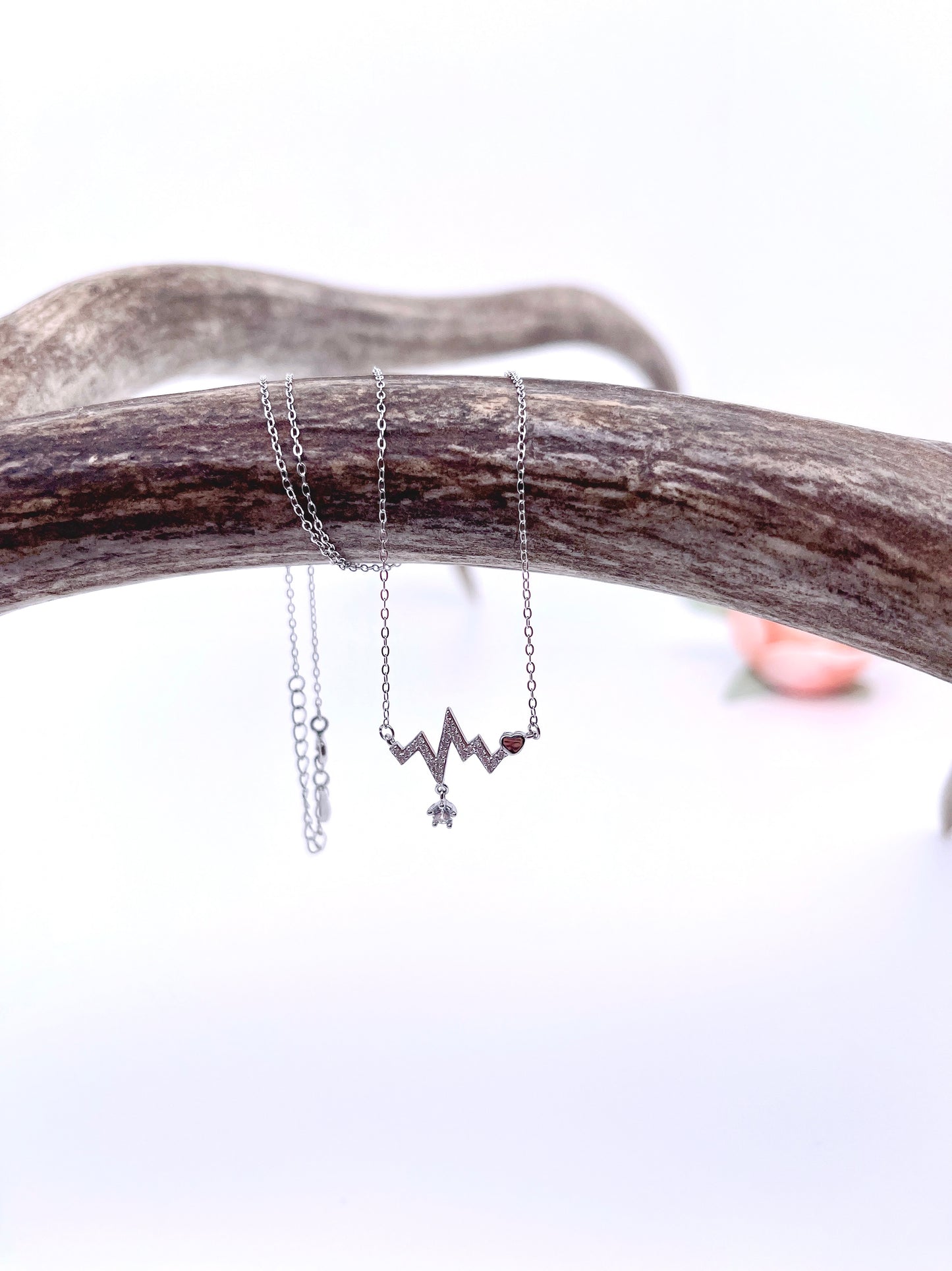Love on Mountain Outline Necklace in Sterling Silver