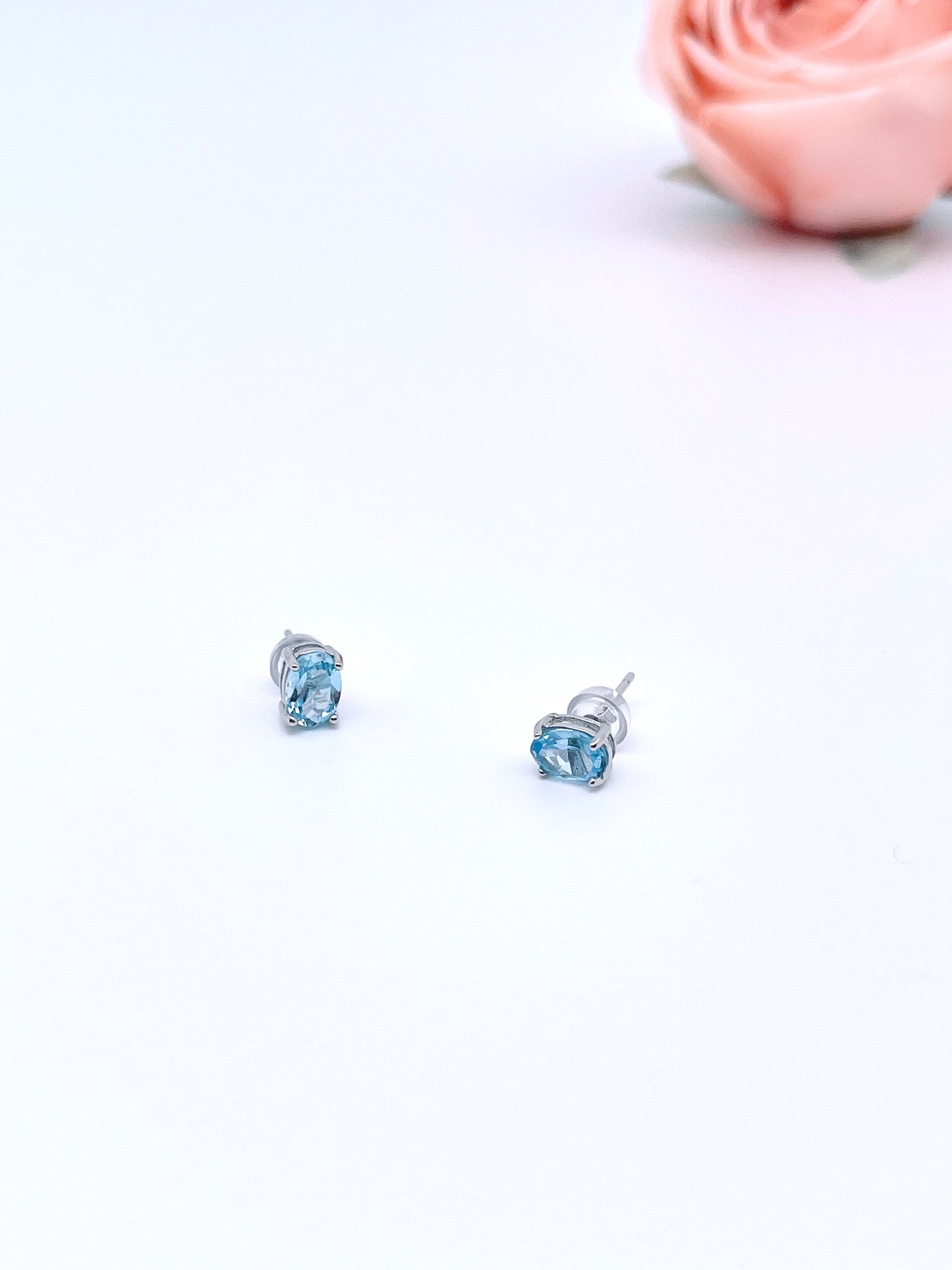 Blue Topaz Studs in Sterling Silver