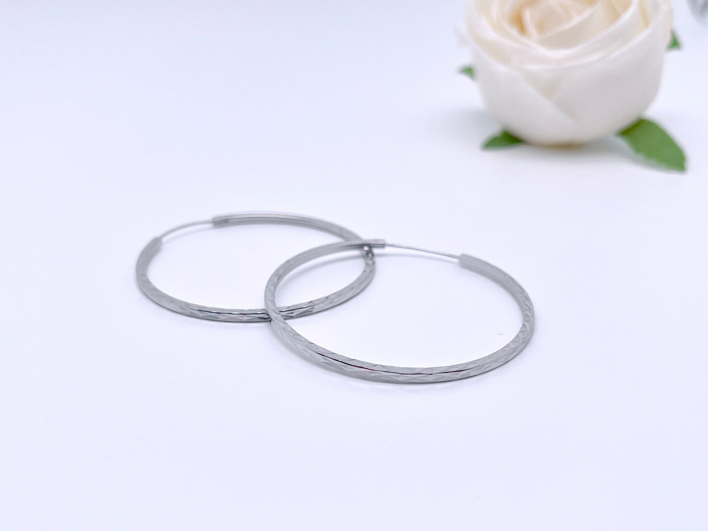 Big O Hoop Rutted Earrings in Sterling Silver