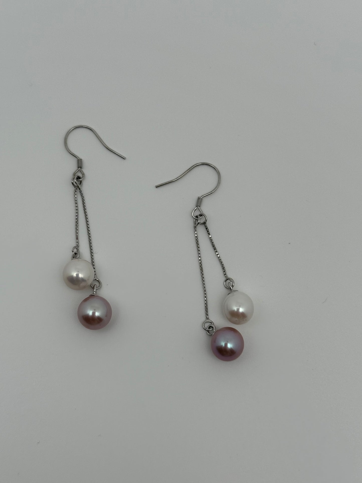 Double Pearl Dangling Earrings