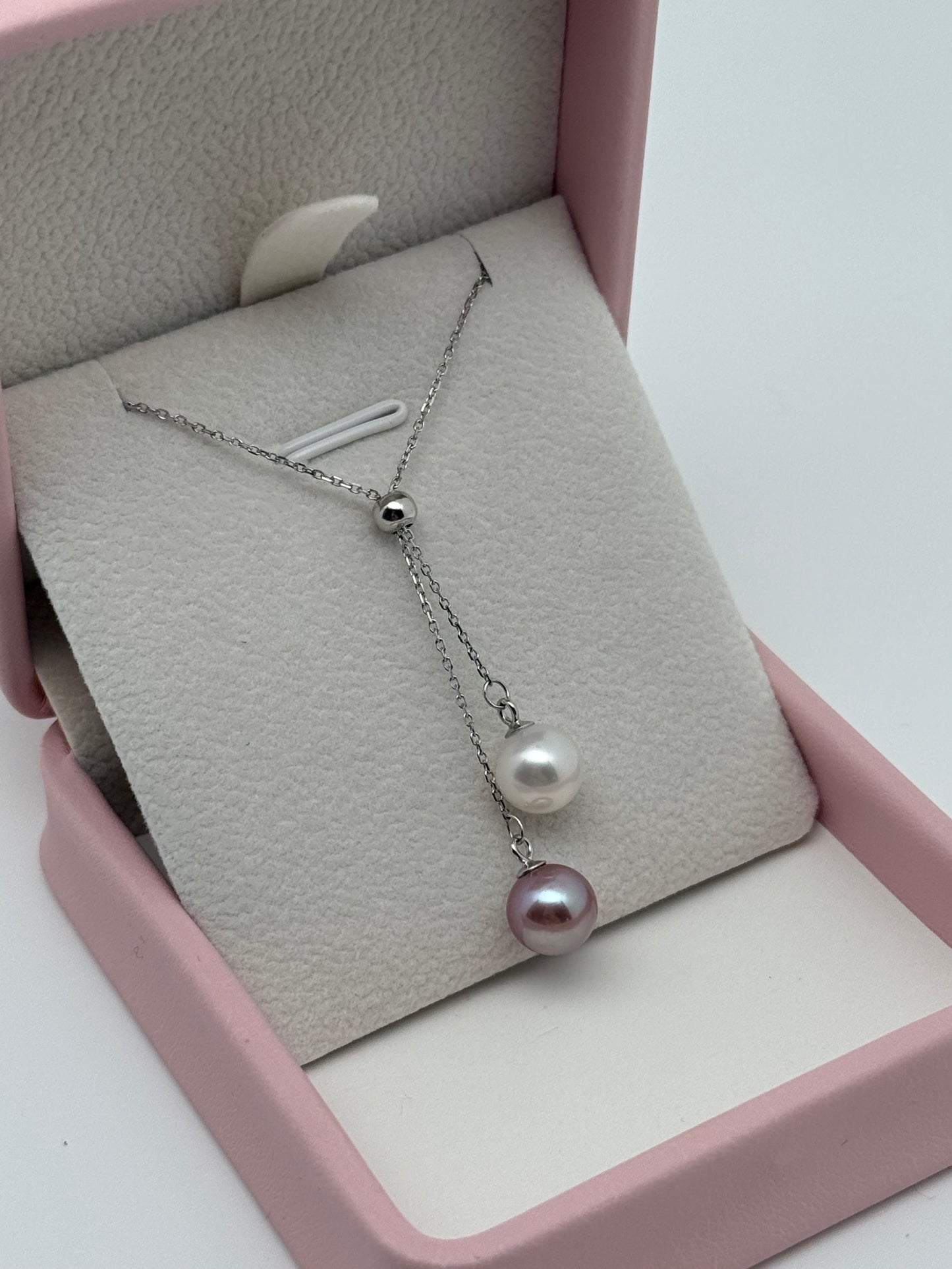 Double Adjustable Classic Pearl Pendant in Sterling Silver