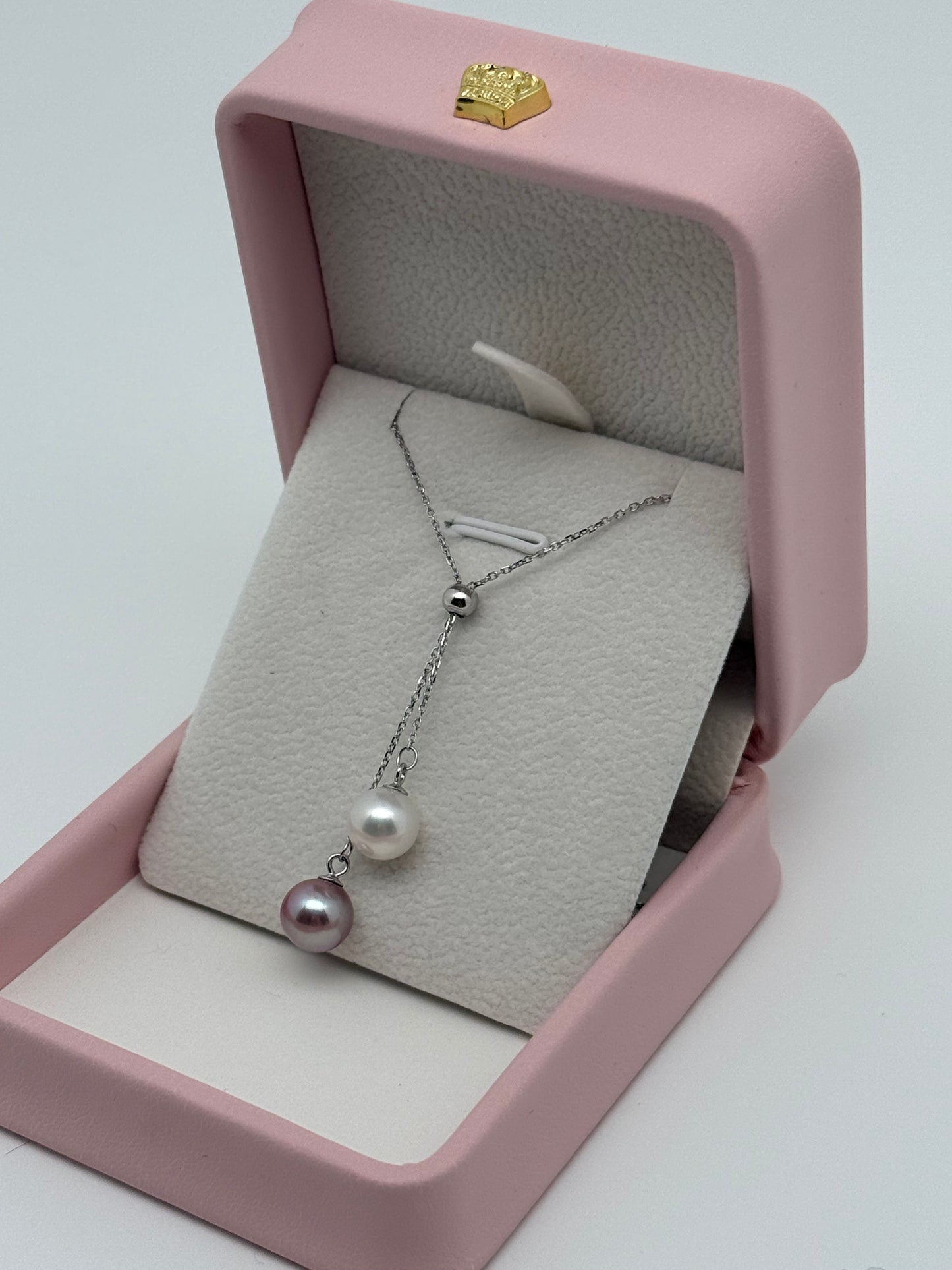 Double Adjustable Classic Pearl Pendant in Sterling Silver