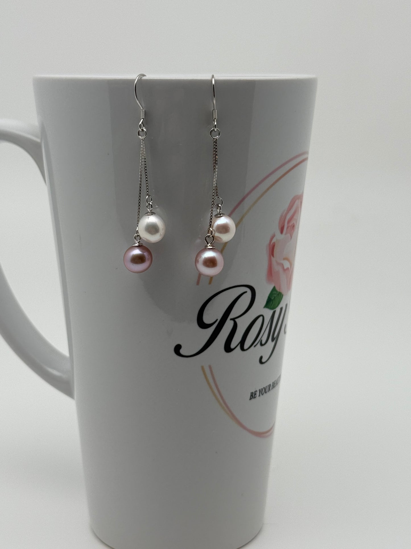 Double Pearl Dangling Earrings