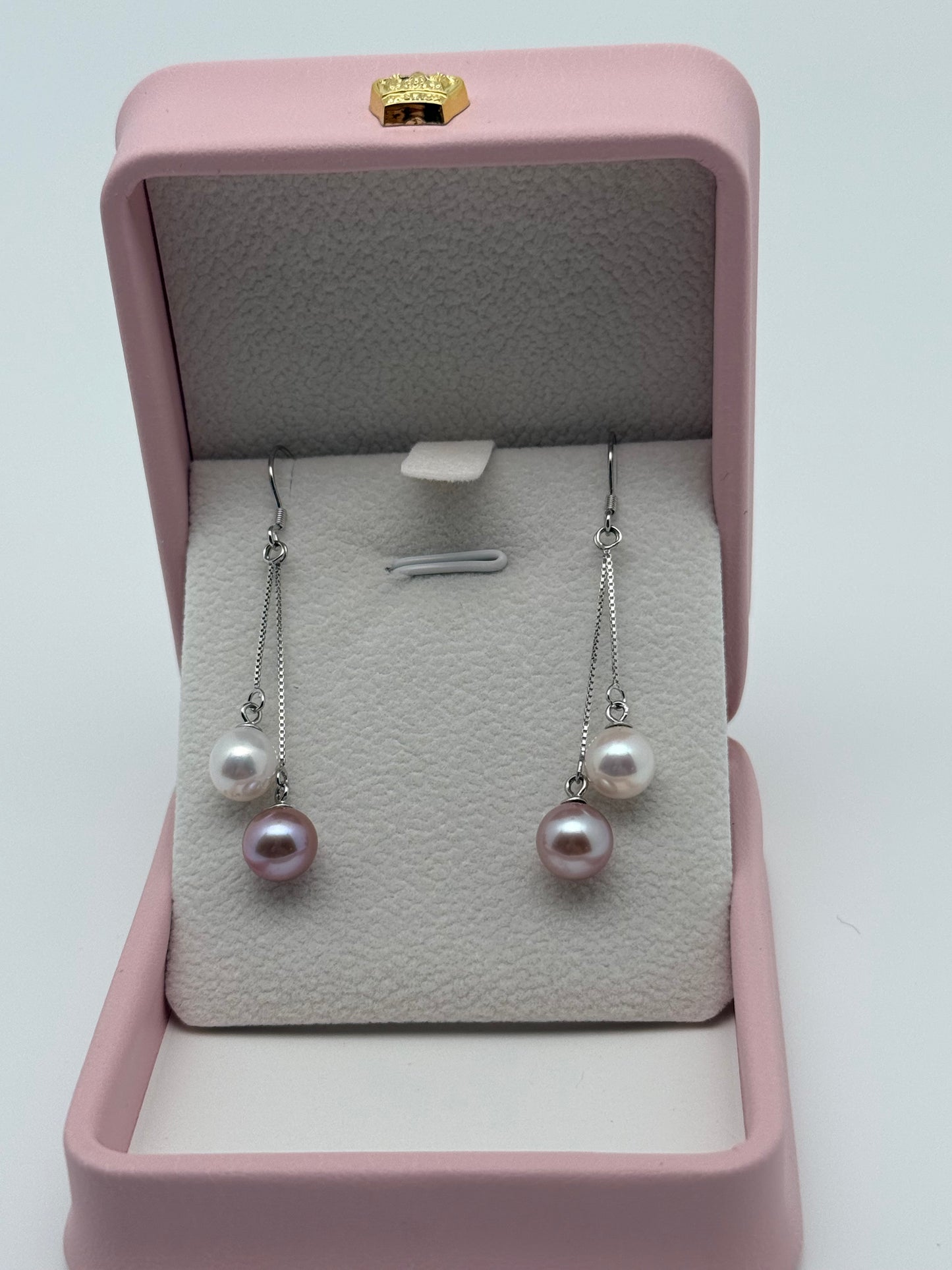 Double Pearl Dangling Earrings