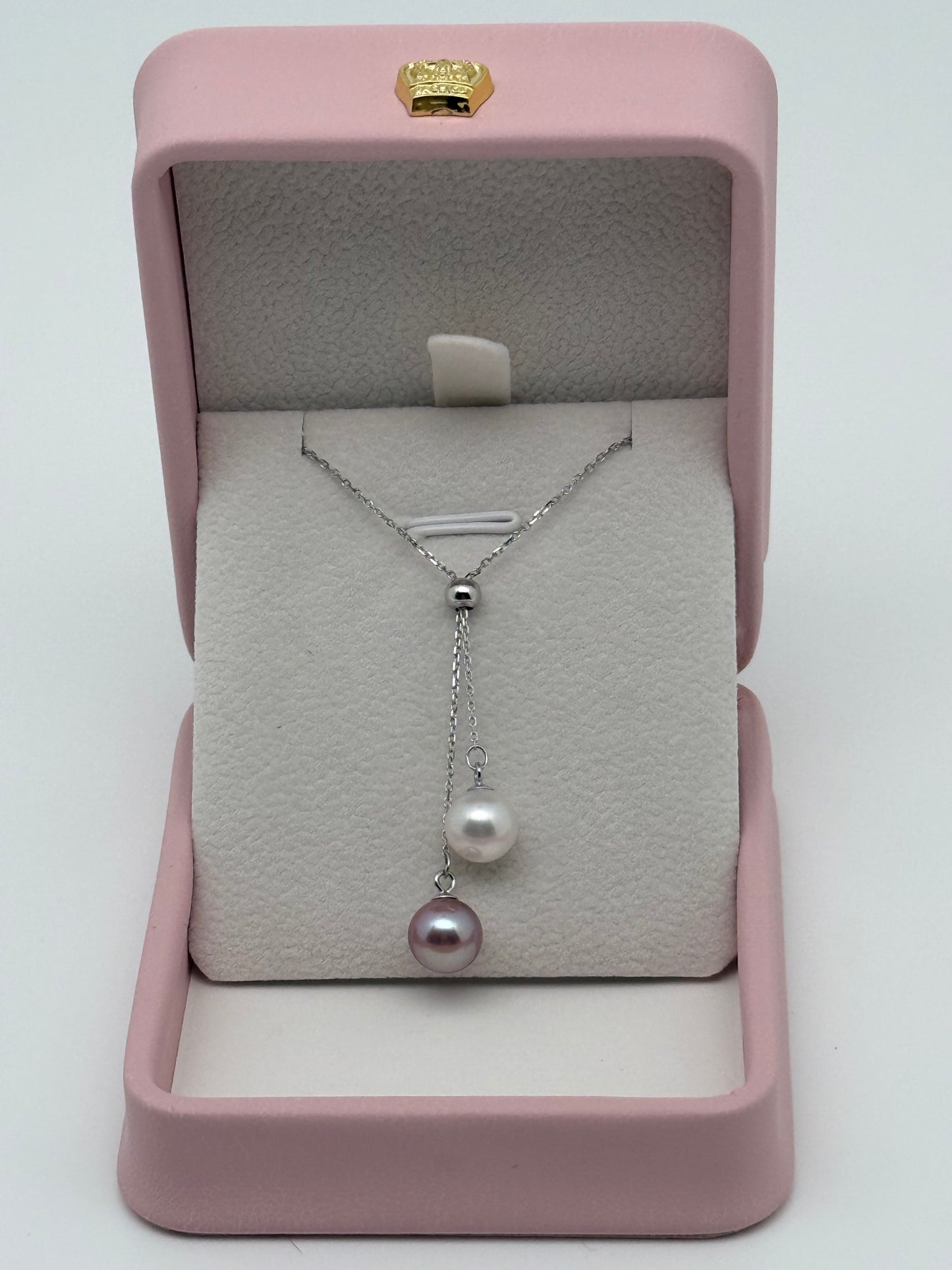 Double Adjustable Classic Pearl Pendant in Sterling Silver