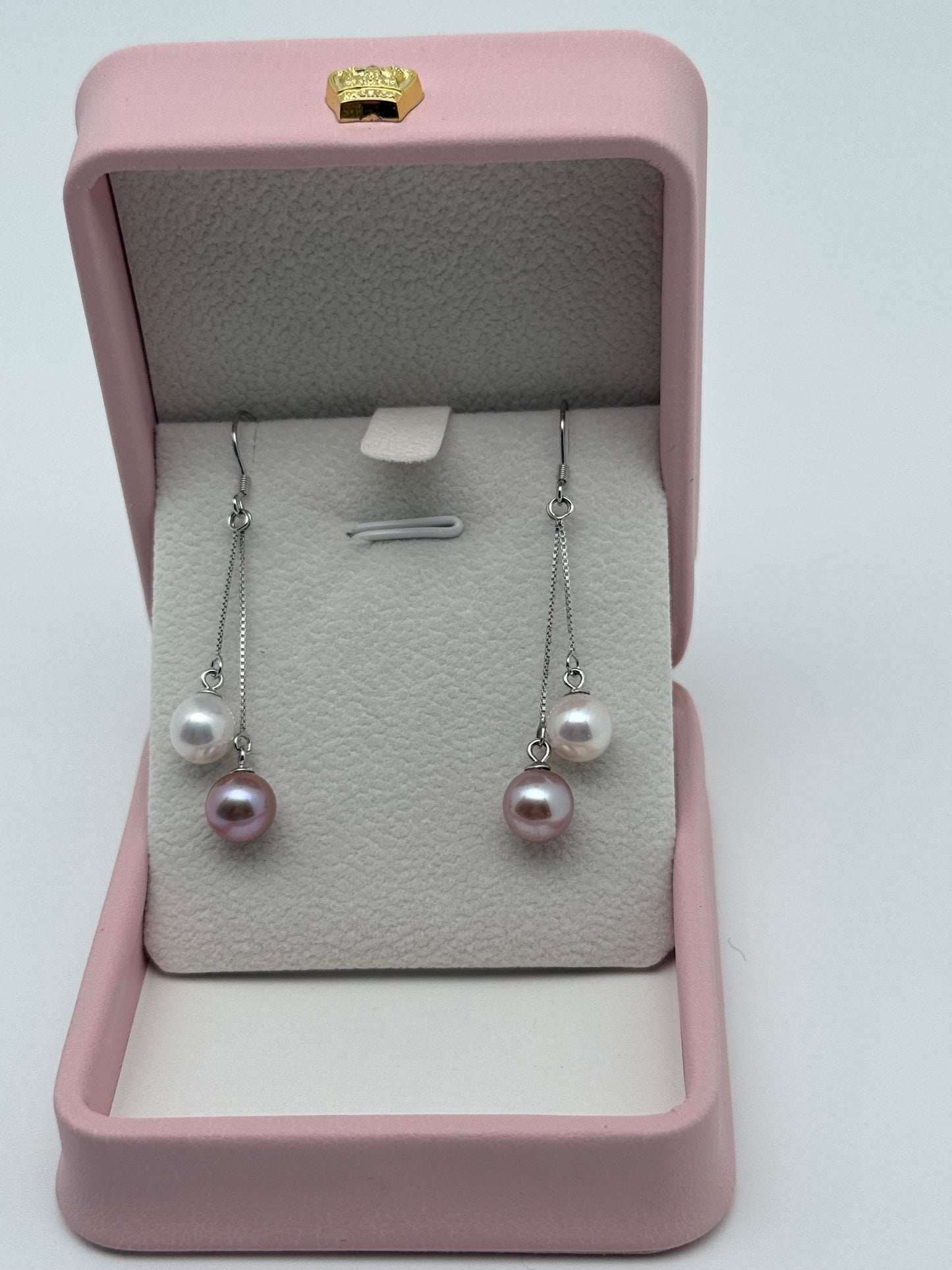 Double Pearl Dangling Earrings