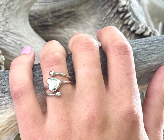 Sweet Heart Open Ring in Sterling Silver