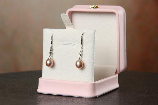 Sterling Silver Cultural Freshwater Pearl Lavender Dangling Drop Earrings