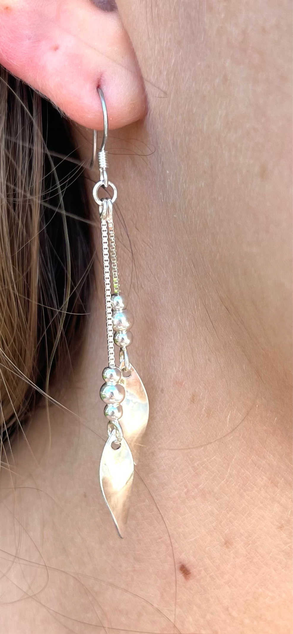 Leaf Dangling Earrings in Sterling Silver