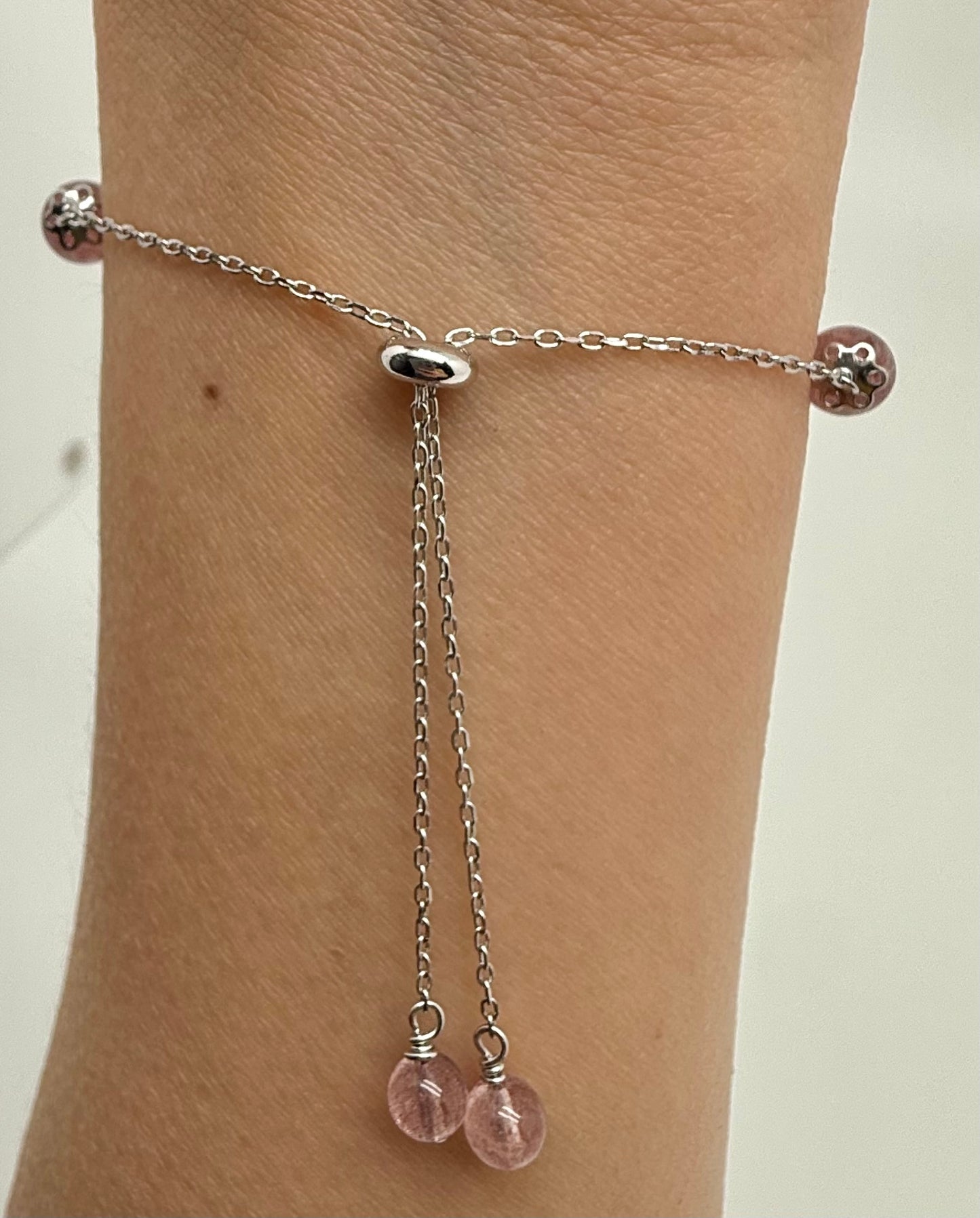 Adjustable Strawberry Crystal Stone Lariat Blacelet