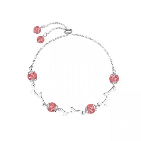Adjustable Strawberry Crystal Stone Lariat Blacelet