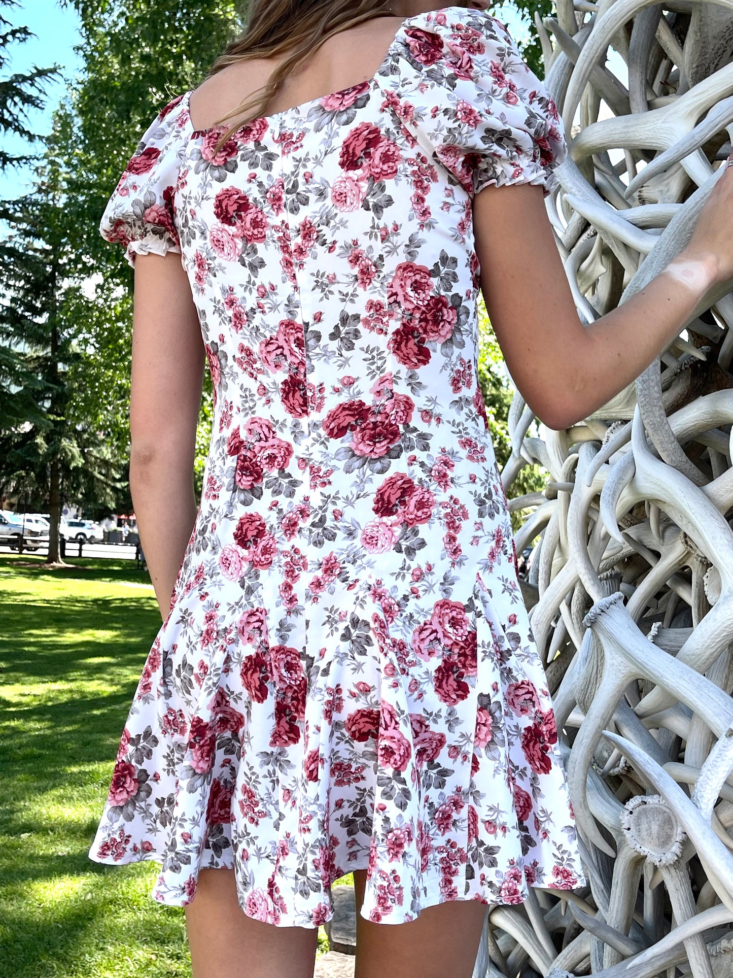 Rose Print Mini Dress