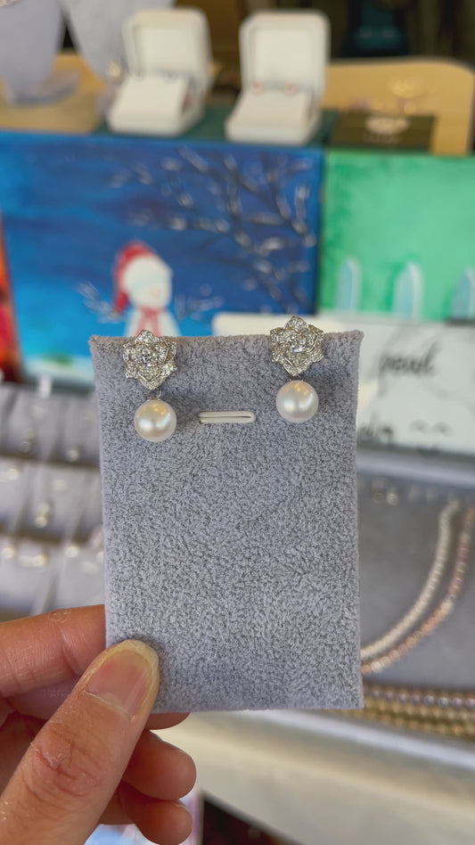 Filigree Dangling Pearl Earrings