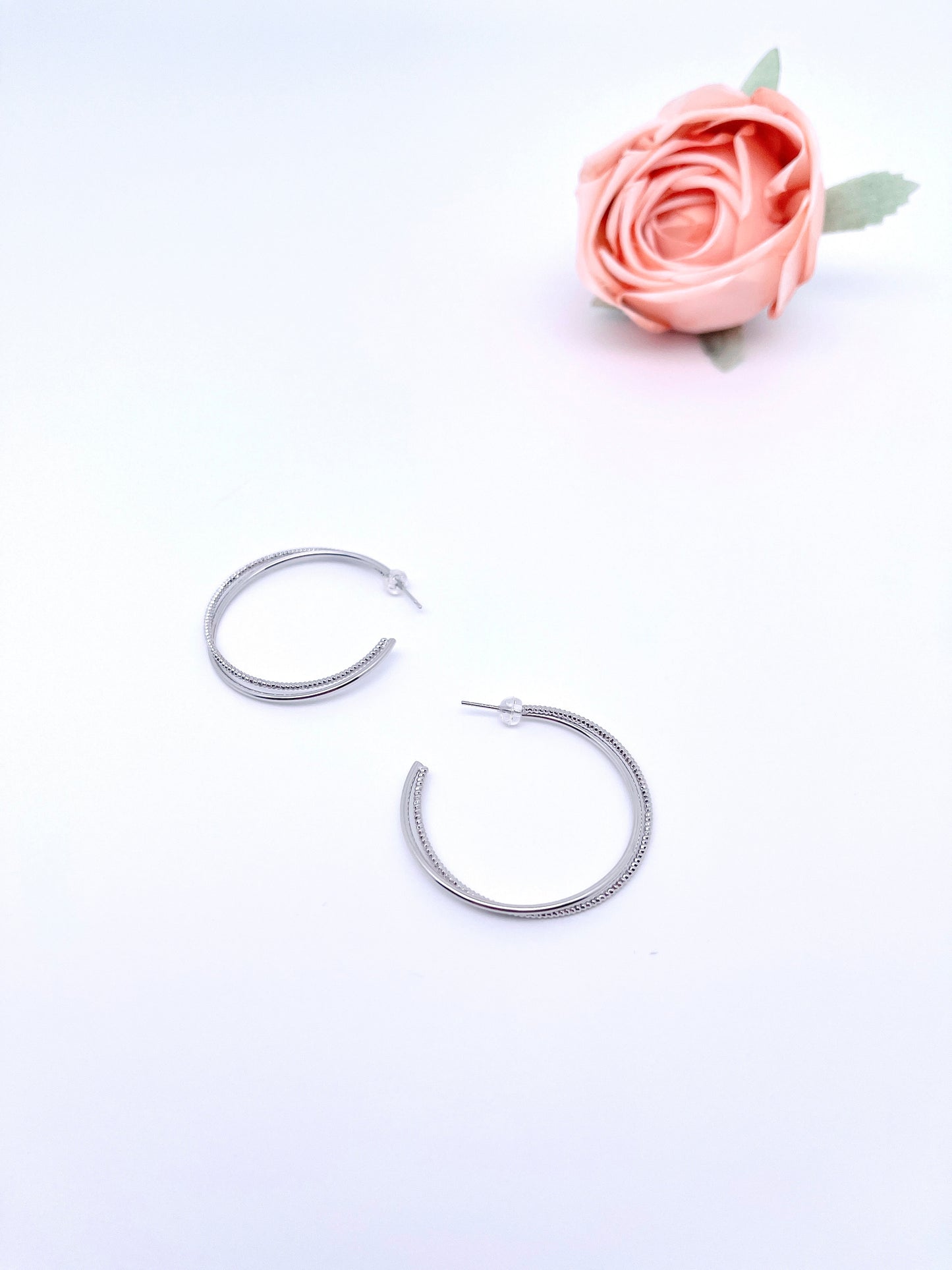 Big O Hoop Twisted Circle Earrings in Sterling Silver