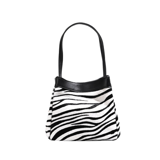 Zebra Calf Fur Bucket Bag