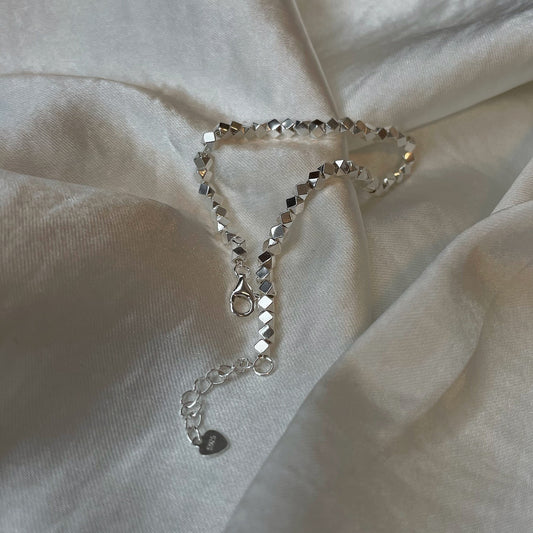 Solid Faceted Silver Beaded Bracelets