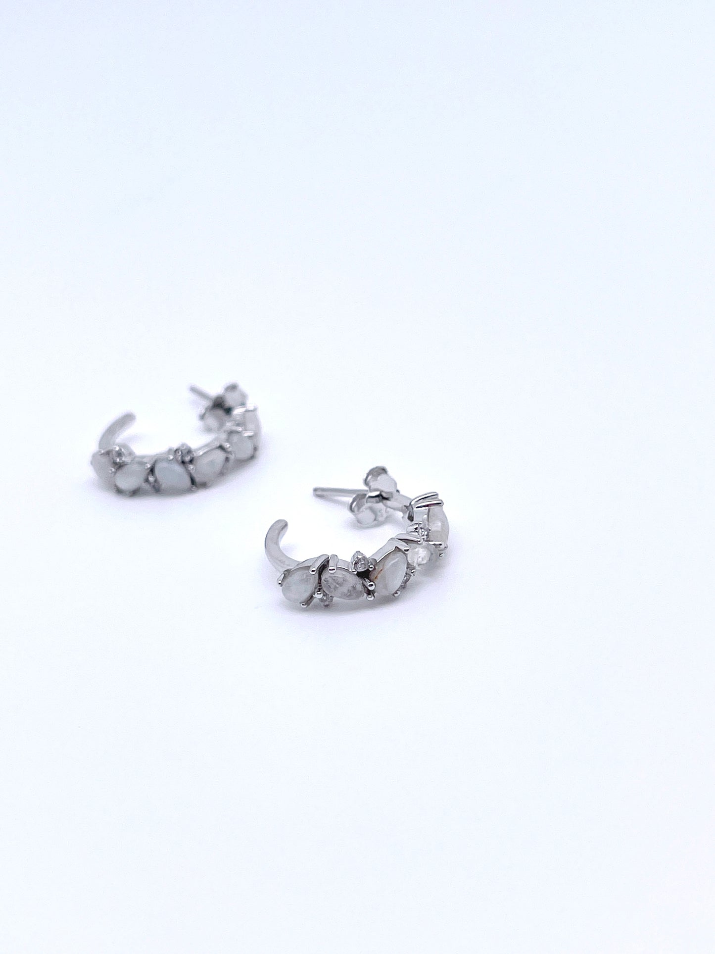 Moonstone Hoop Earrings in Sterling Silver