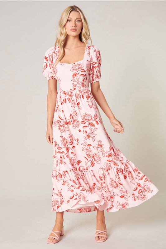 Pretty in Peonies Lynette Sweetheart Maxi Dress