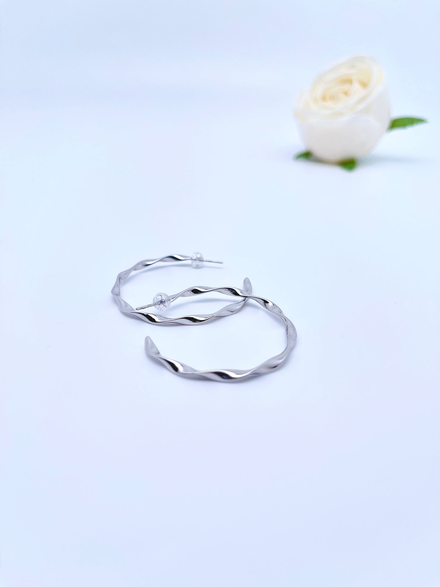 Big O Hoop Twist and Twirl Earrings in Sterling Silver