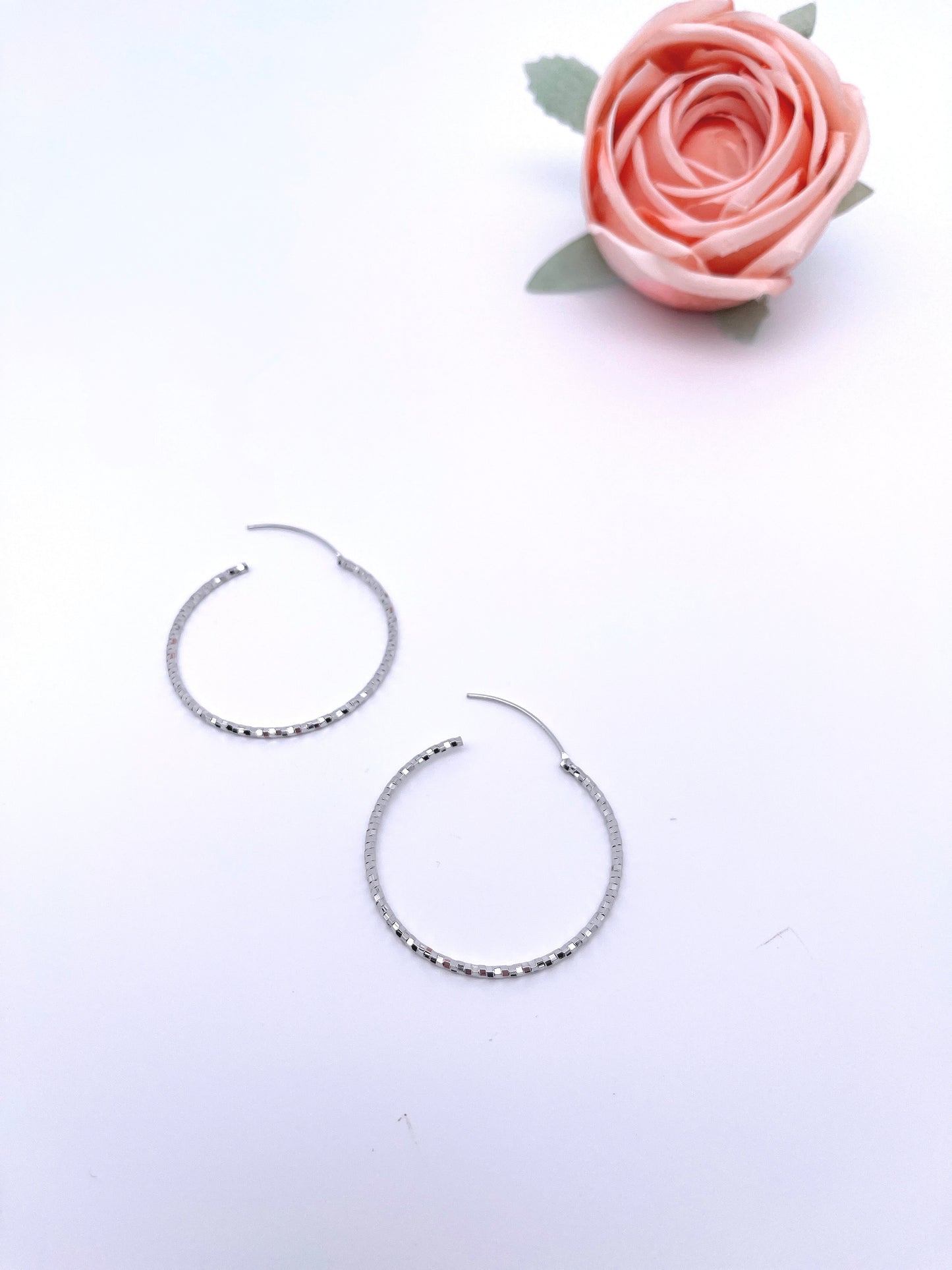 Large sparkle endless hoop earrings in sterling silver