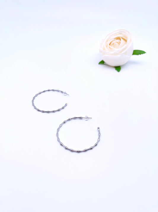 Big O Hoop Bamboo Earrings in Sterling Silver