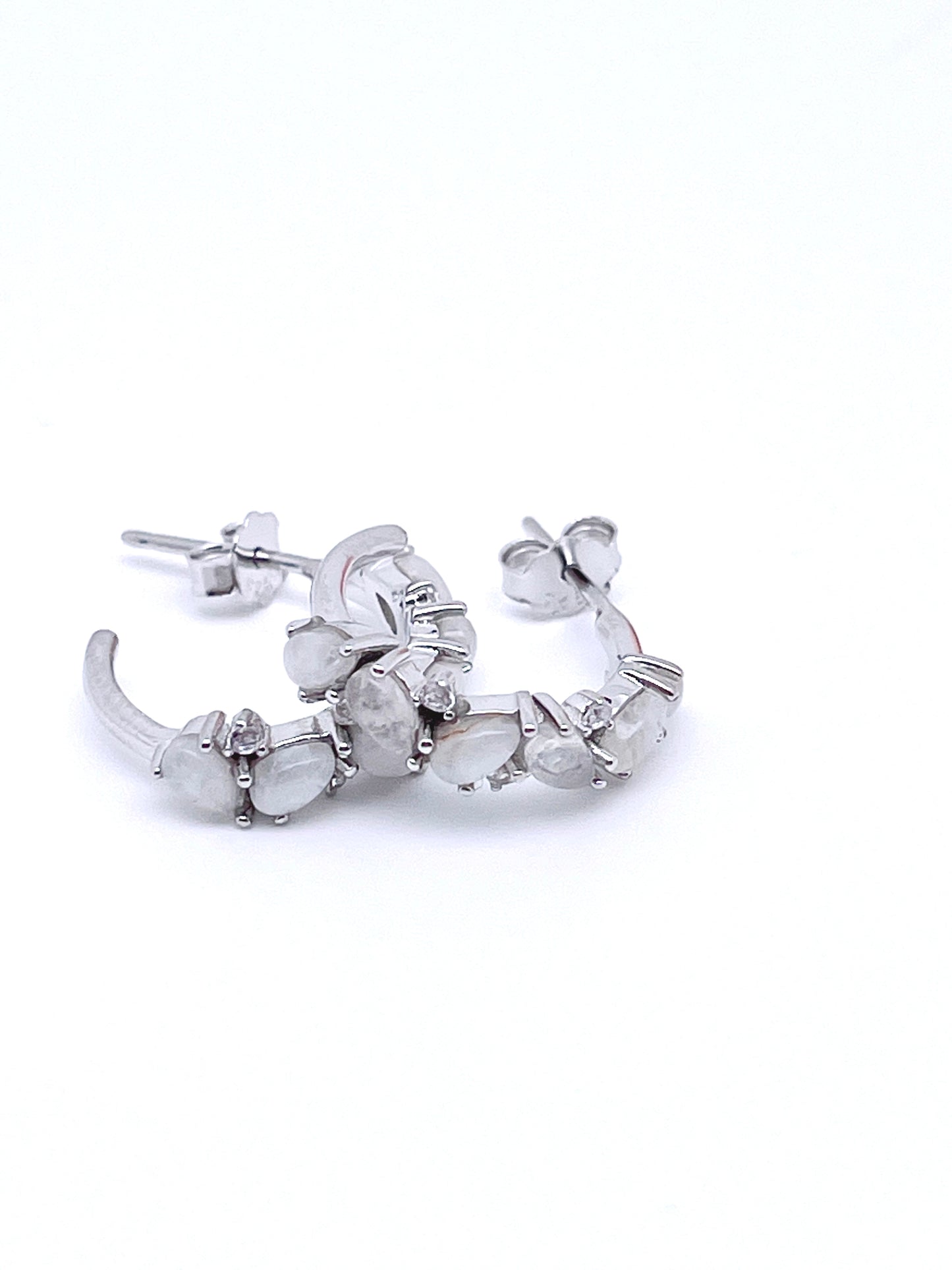 Moonstone Hoop Earrings in Sterling Silver